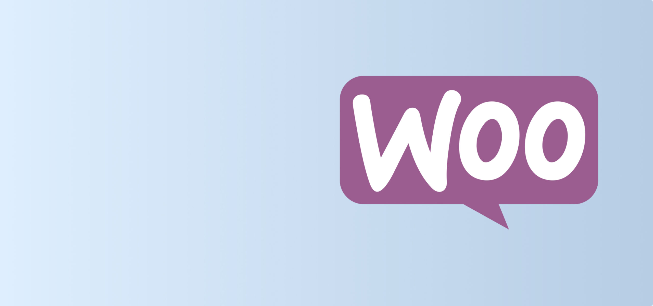 WooCommerce logo helesinisel taustal – WordPressi e-poe arenduse sümbol
